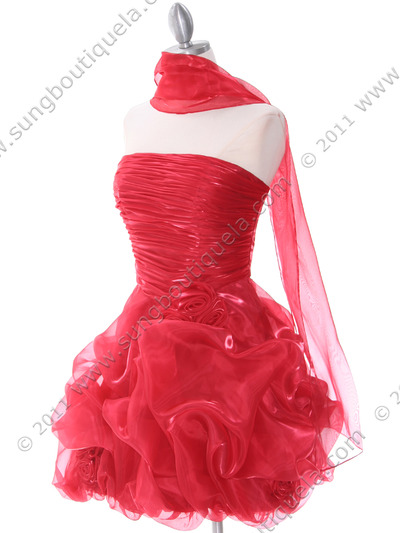 5240 Dark Red Short Prom Dress - Dark Red, Alt View Medium
