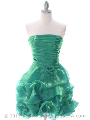 5240 Green Short Prom Dress, Green