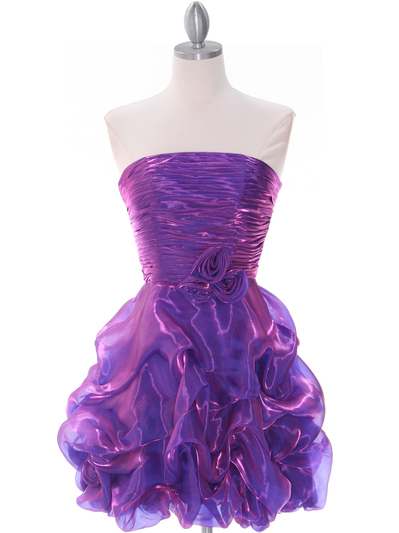 5240 Purple Short Prom Dress - Purple, Front View Medium
