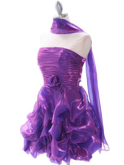 5240 Purple Short Prom Dress - Purple, Alt View Medium