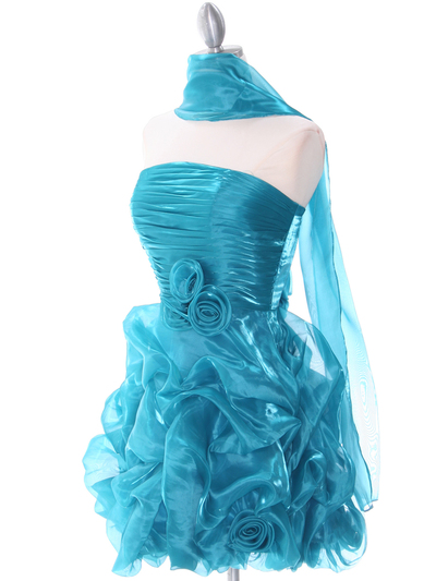 5240 Teal Cocktail Dress - Teal, Alt View Medium