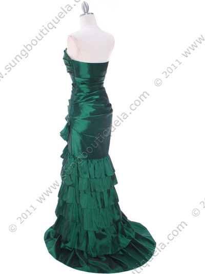 5247 Green Taffeta Prom Evening Dress - Green, Back View Medium