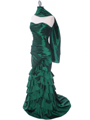 5247 Green Taffeta Prom Evening Dress - Green, Alt View Thumbnail