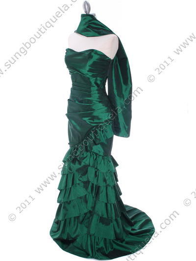 5247 Green Taffeta Prom Evening Dress - Green, Alt View Medium