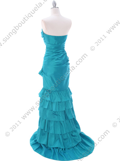 5247 Jade Taffeta Prom Evening Dress - Jade, Back View Medium