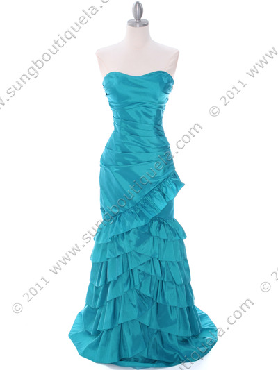 5247 Jade Taffeta Prom Evening Dress - Jade, Front View Medium