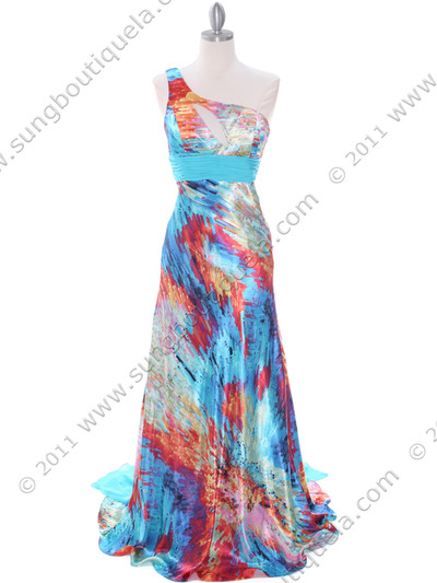 54112 Print Prom Evening Dress - Print, Front View Medium