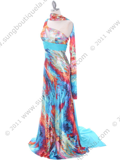 54112 Print Prom Evening Dress - Print, Alt View Medium