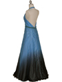 5541 Blue Beaded Silk Gown - Blue, Back View Thumbnail