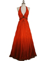 5541 Orange Beaded Silk Gown - Orange, Front View Thumbnail