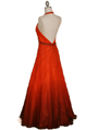 5541 Orange Beaded Silk Gown - Orange, Back View Thumbnail