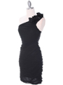 5567 Black Chiffon Ruched Cocktail Dress - Black, Alt View Thumbnail