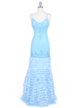 5569 Baby Blue Silk Beaded Evening Gown - Baby Blue, Front View Thumbnail