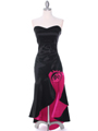 5633 Black Fuschia Taffeta Evening Dress - Black Fuschia, Front View Thumbnail