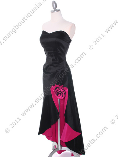 5633 Black Fuschia Taffeta Evening Dress - Black Fuschia, Alt View Medium