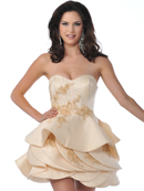 5810 Champagne Strapless Cocktail Dress with Beads and Sequins, Champagne