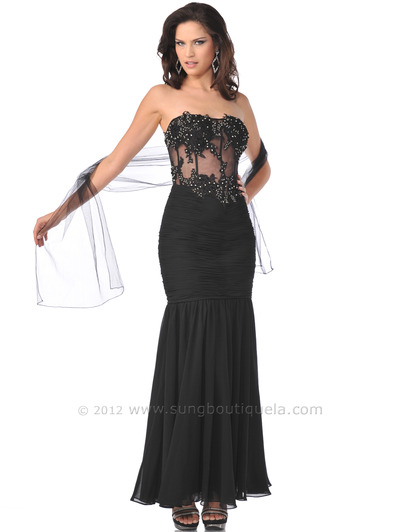 5851 Strapless Convertible Cocktail and Evening Dress - Black, Alt View Medium