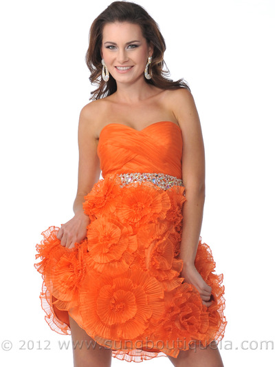Strapless Sweetheart Neck Short Dresses Orange Plus Size