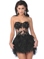 5886 Black Sheer Lace Short Dancing with The Star Dress - Black, Front View Thumbnail