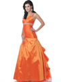 5 Orange One Shoulder Asymmetrical Ruched Prom Dress - Orange, Front View Thumbnail