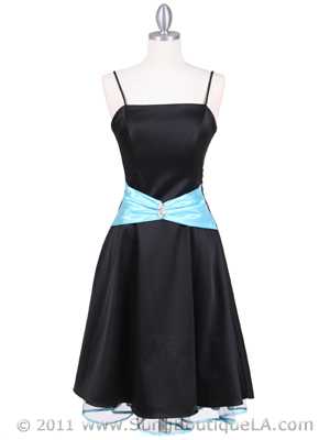 6020 Black Turquoise Cocktail Dress, Black Turquoise