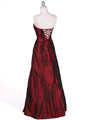 60638 Burgundy Taffeta Beaded Evening Gown - Burgundy, Back View Thumbnail
