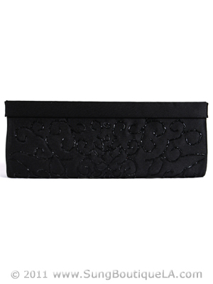 6130 Black Evening Bag with Beads, Black