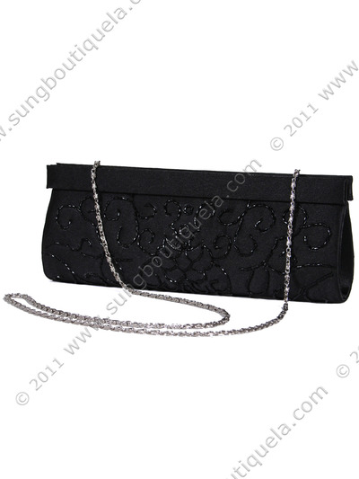 6130 Black Evening Bag with Beads - Black, Alt View Medium
