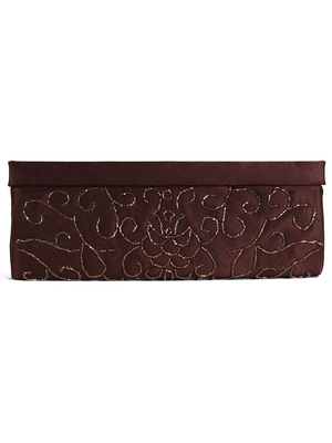 6130 Brown Evening Bag with Beads, Brown