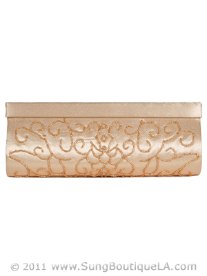 6130 Gold Evening Bag with Beads, Gold