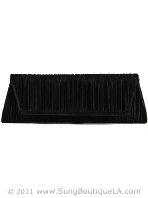 61472A Black Pleated Evening Bag, Black