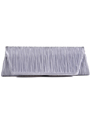 61472A Silver Pleated Evening Bag - Silver, Front View Thumbnail