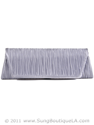 61472A Silver Pleated Evening Bag, Silver