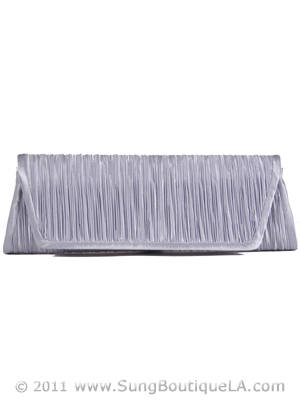 61472A Silver Pleated Evening Bag, Silver