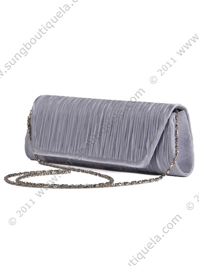 61472A Silver Pleated Evening Bag - Silver, Alt View Medium