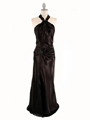 6192 Black Satin Evening Dress - Black, Front View Thumbnail