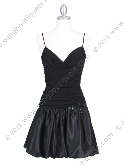 6224 Black Party Bubble Dress - Black, Front View Medium