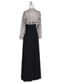 6250 Black/Gold Evening Dress with Lace Bolero Jacket - Black Gold, Back View Thumbnail