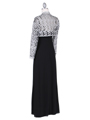 6250 Black/White Evening Dress with Lace Bolero Jacket - Black White, Back View Thumbnail