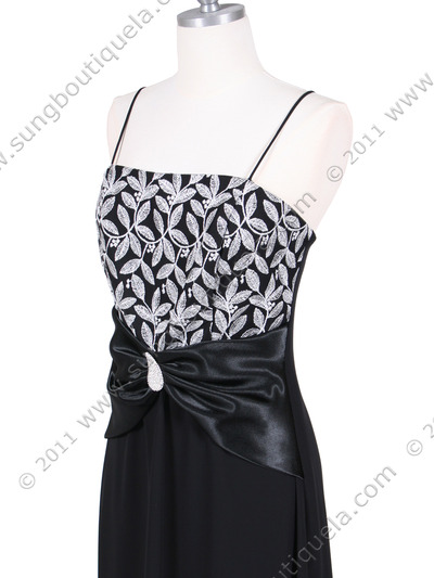 6250 Black/White Evening Dress with Lace Bolero Jacket - Black White, Alt View Medium