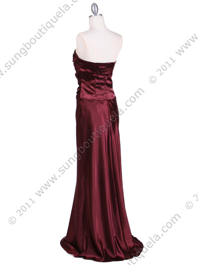 6251 Wine Evening Gown - Wine, Back View Medium