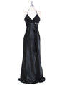 6255 Black Evening Dress with Rhinestone Buckle - Black, Front View Thumbnail