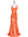 6255 Orange Evening Dress with Rhinestone Buckle - Orange, Front View Thumbnail