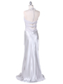 6255 Silver Evening Dress with Rhinestone Buckle - Silver, Back View Thumbnail