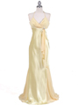 6255 Yellow Evening Dress with Rhinestone Buckle - Yellow, Front View Thumbnail