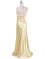 6255 Yellow Evening Dress with Rhinestone Buckle - Yellow, Back View Thumbnail