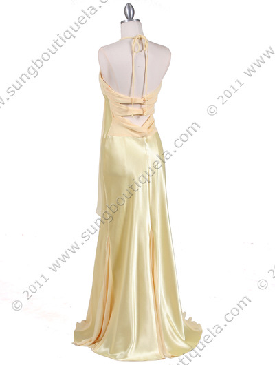 6255 Yellow Evening Dress with Rhinestone Buckle - Yellow, Back View Medium