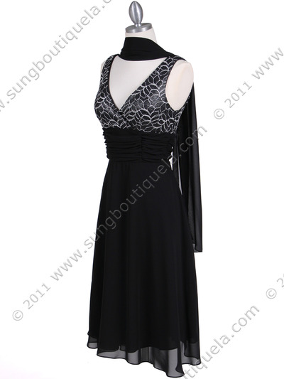 6261 Black Chiffon Cocktail Dress - Black, Alt View Medium