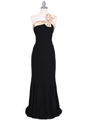 6263 Black Gold One Shoulder Evening Dress - Black Gold, Front View Thumbnail