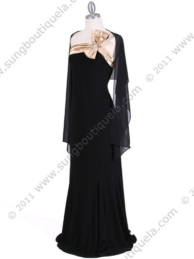 6263 Black Gold One Shoulder Evening Dress - Black Gold, Alt View Medium